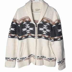 Faherty B.YELLOWTAIL Fair Isle Full Zip Cardigan Size L Wool Cashmere Aztec $398